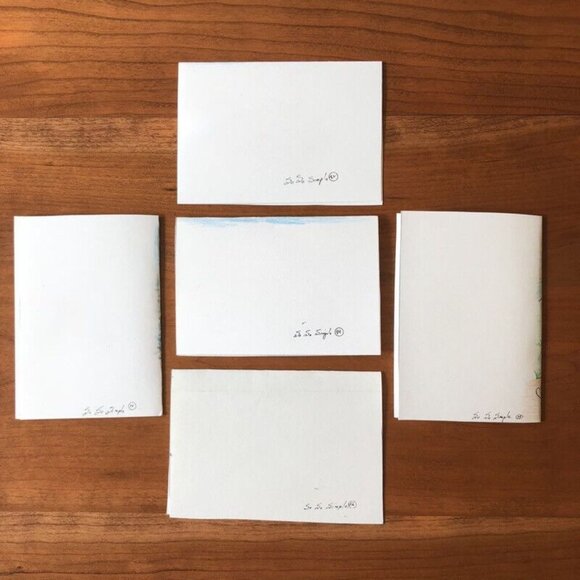 Set Of 5 Vintage Original Blank Cards Nostalgic Americana Folk Art With Envelop - Picture 8 of 9